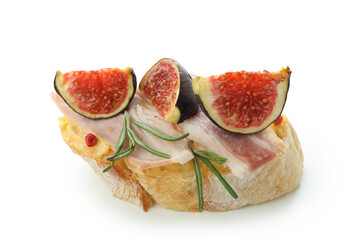 Bruschetta with fig isolated on white background