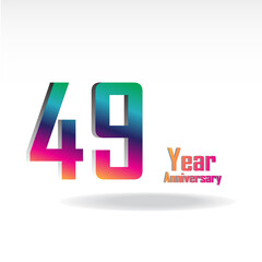 49 th anniversary event party. Vector illustration. numbers template for Celebrating.