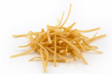 Homemade noodles on a white background. Traditional Turkish cuisine.