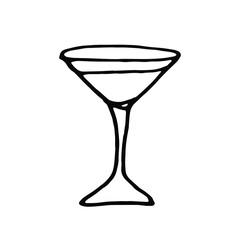 Сocktail doodle.Hand drawn lineart.