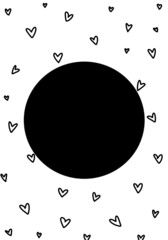 Place for the inscription circle, hearts background pattern