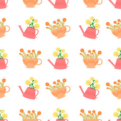 seamless pattern with flower vase