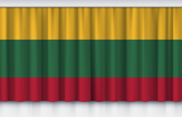 Flag of Lithuania on silk curtain, stage performance event ceremony show illustration
