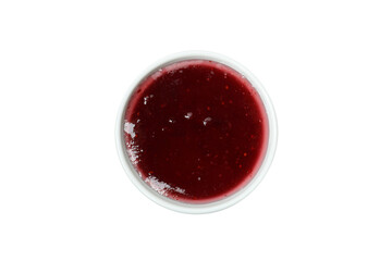 Bowl of cranberry sauce isolated on white background