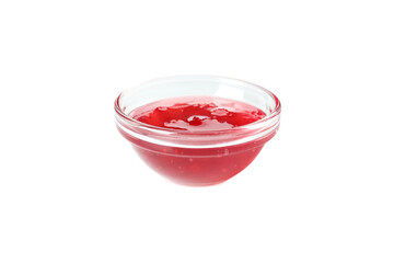 Bowl of cranberry sauce isolated on white background