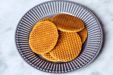 Stack of Dutch Waffles with Honey 