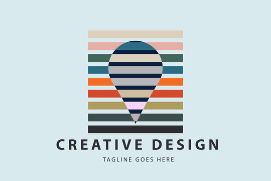 Colorful map pin illustration logo design