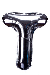 Set of realistic alphabet silver balloon isolated