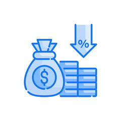 Cost Reduction vector blue colours icon style illustration. EPS 10 file