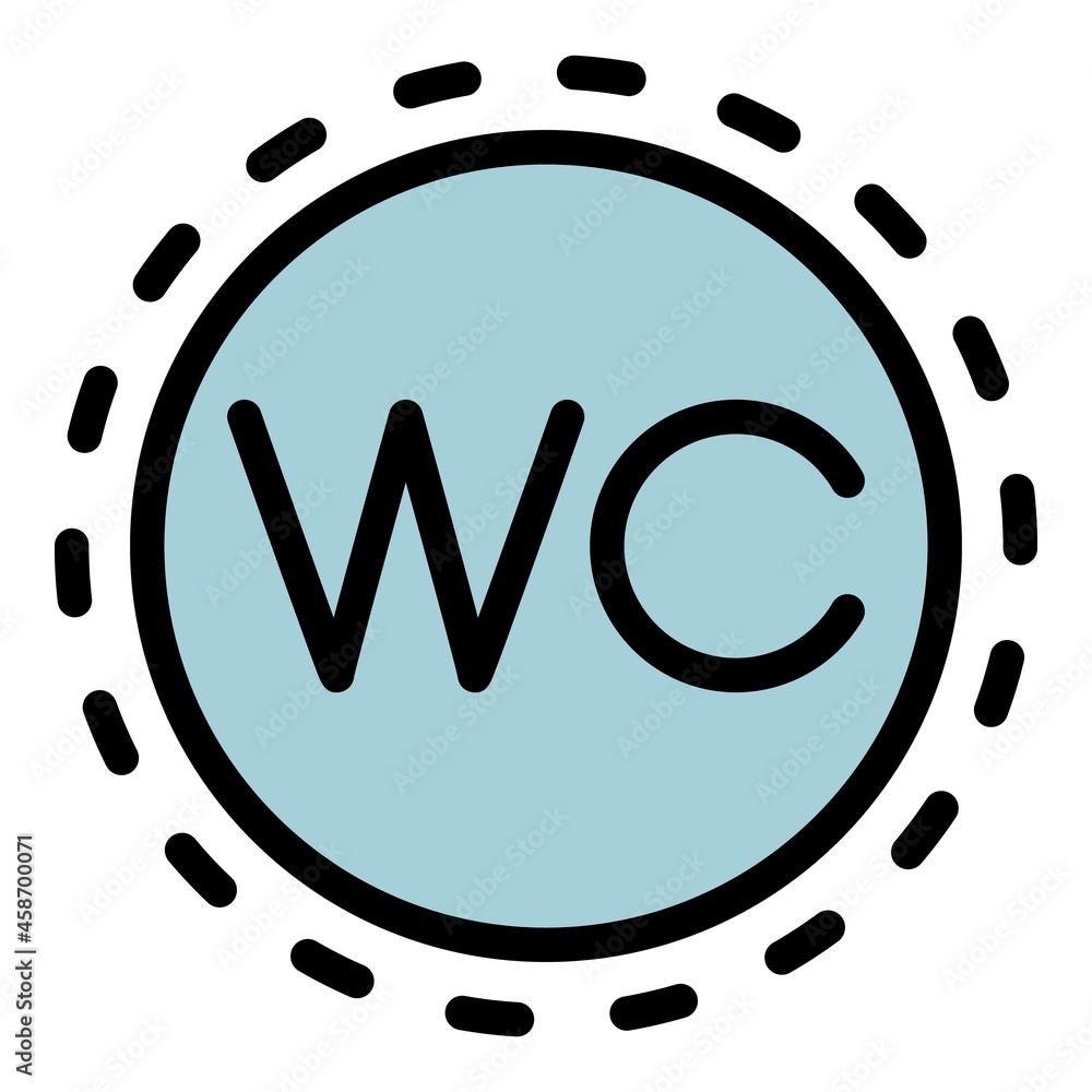 Poster round wc sign icon. outline round wc sign vector icon color flat isolated