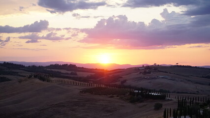 sunset in the mountains in italy