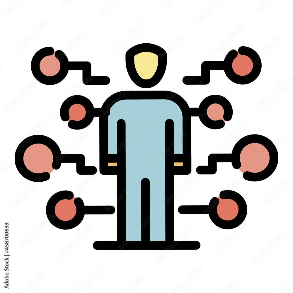 Poster admin and control bubbles icon. outline admin and control bubbles vector icon color flat isolated