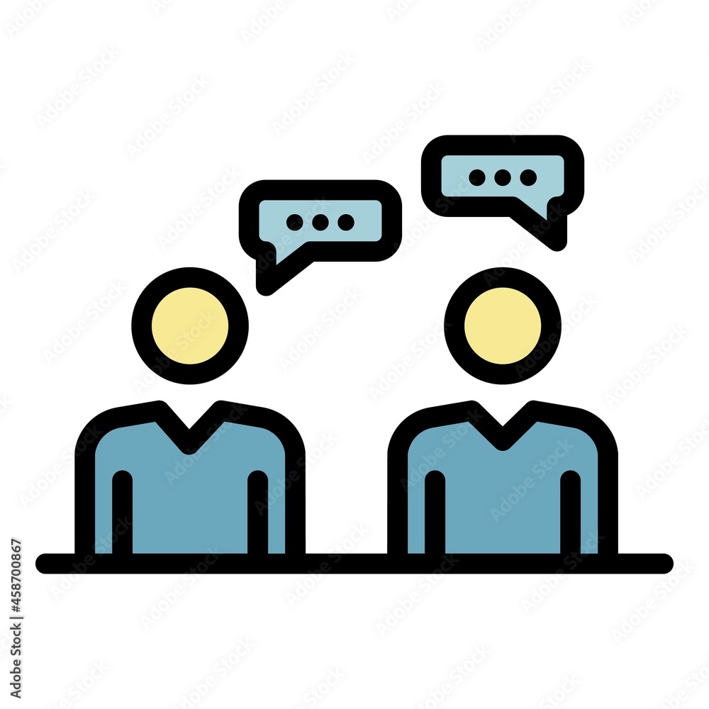 Poster administrators dialog icon. outline administrators dialog vector icon color flat isolated