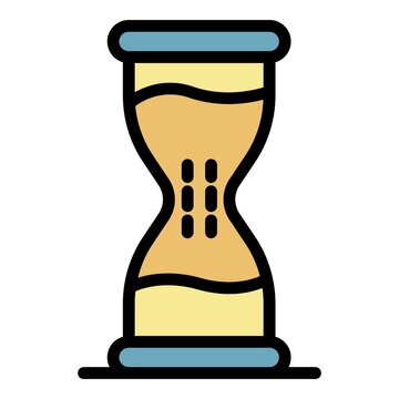 Hourglass icon. Outline hourglass vector icon color flat isolated