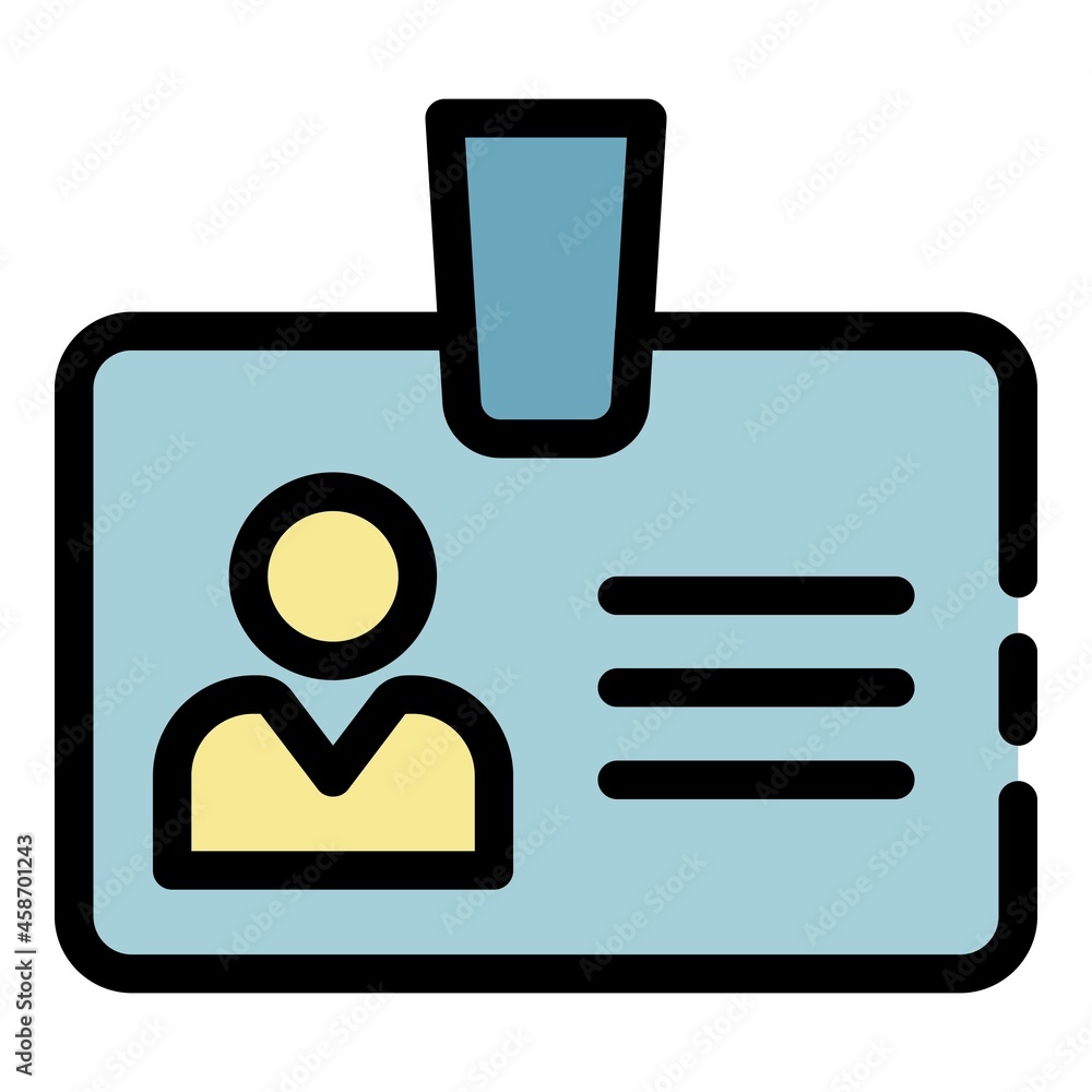 Poster admin badge icon. outline admin badge vector icon color flat isolated