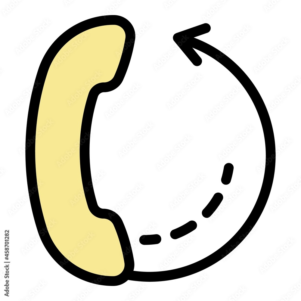Poster handset and arrow icon. outline handset and arrow vector icon color flat isolated