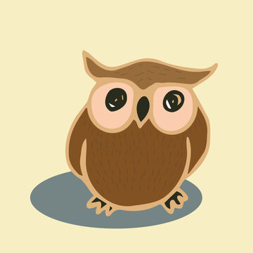 Vector doodle owl color. A simple drawing of a cartoon owl.
