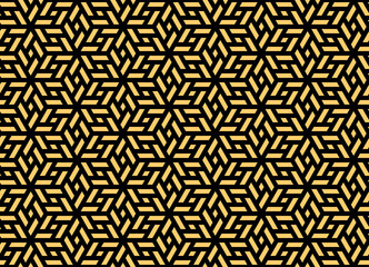 Abstract geometric pattern. A seamless vector background. Gold and black ornament. Graphic modern pattern. Simple lattice graphic design
