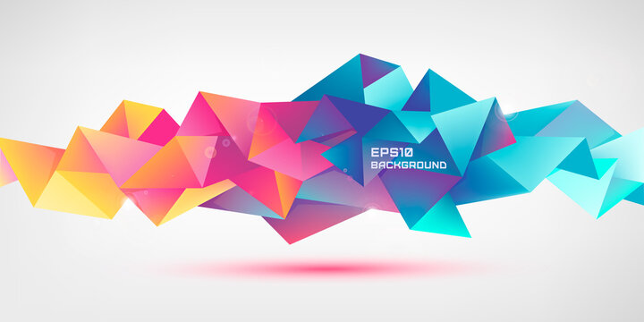 Vector abstract geometric 3d facet shape isolated. Use for banners, web, brochure, ad, poster, etc. Low poly modern style background. Modern triangular style