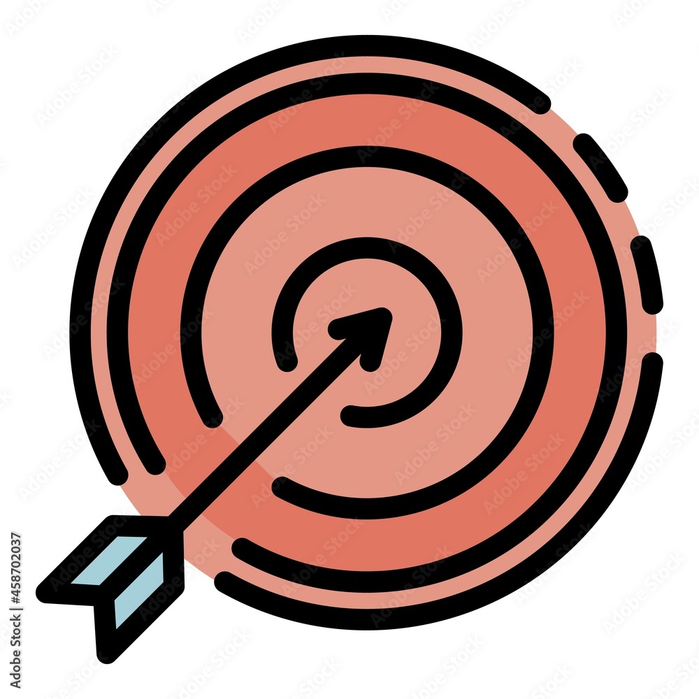Poster arrow right on target icon. outline arrow right on target vector icon color flat isolated
