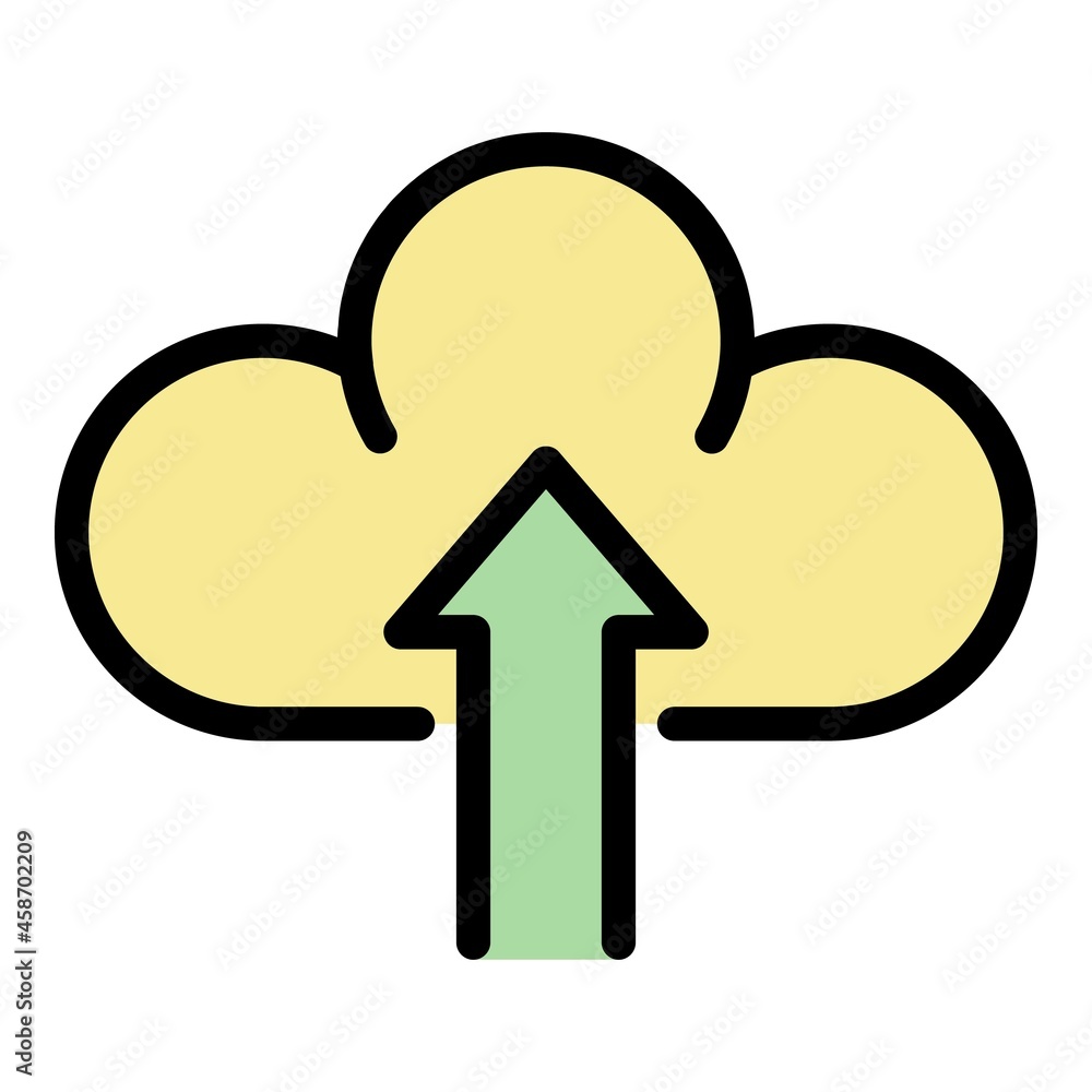 Poster upload data to the cloud icon. outline upload data to the cloud vector icon color flat isolated