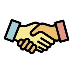 Handshake icon. Outline handshake vector icon color flat isolated