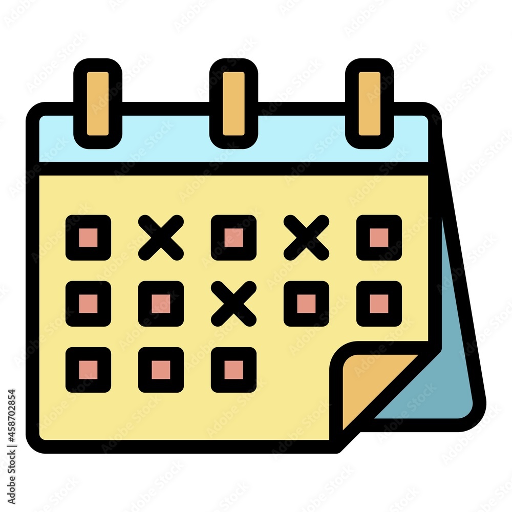Poster marked calendar dates icon. outline marked calendar dates vector icon color flat isolated