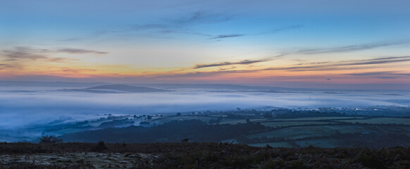 Cloud inversion in the Lyhner Valley Bodmin Moor Cornwall