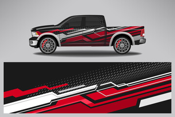 Fototapeta premium Wrap car vector design decal. Graphic abstract line racing background design for vehicle, race car, rally, adventure livery camouflage.