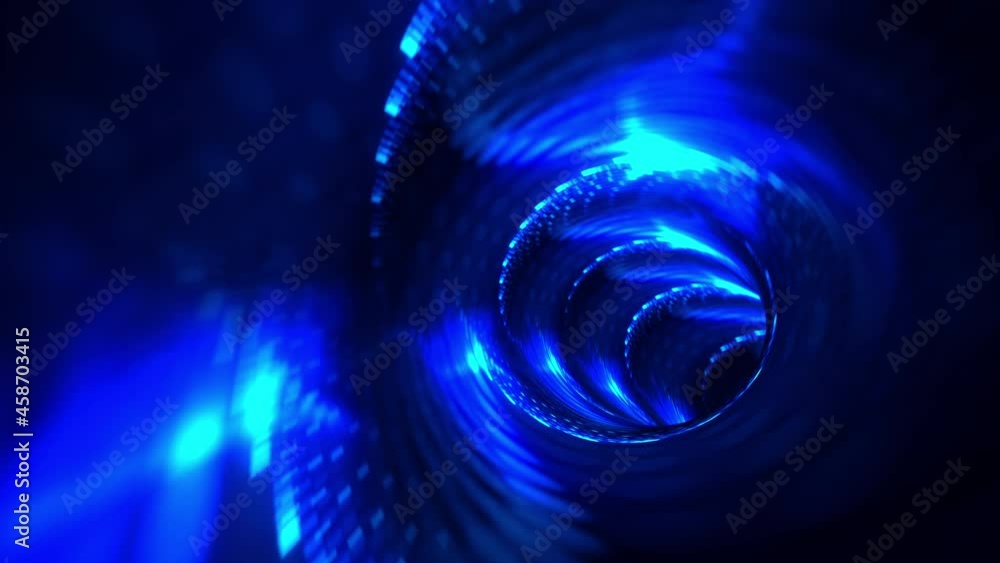 Poster abstract loop blue dots digital futuristic glowing flying lines motion and illuminated light digital