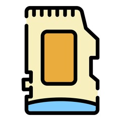 Micro SD card icon. Outline micro SD card vector icon color flat isolated