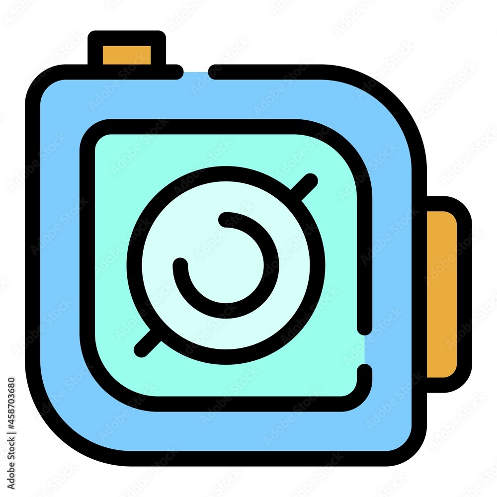 Poster action camera start button icon. outline action camera start button vector icon color flat isolated