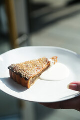 Traditional homemade apple pie with sugar crust