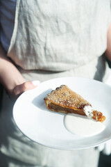 Traditional homemade apple pie with sugar crust