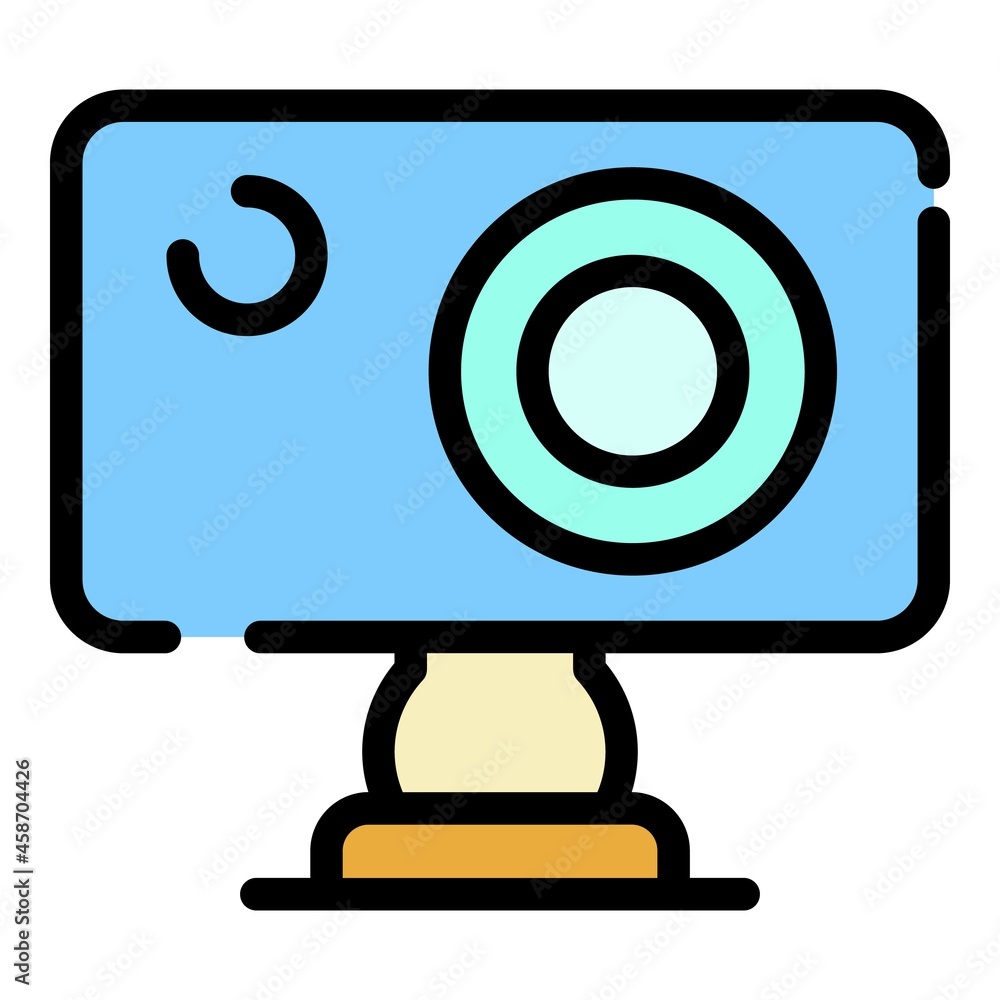 Poster speleological action camera icon. outline speleological action camera vector icon color flat isolate