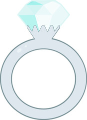 Diamonnd silver ring design illustration