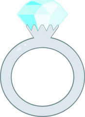 Silver ring design illustration in crystal