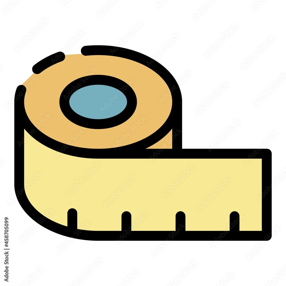 Poster tailor measuring tape icon. outline tailor measuring tape vector icon color flat isolated