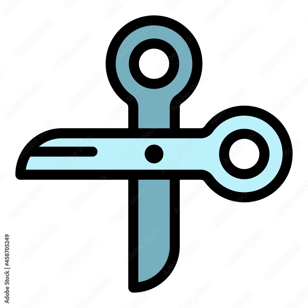 Poster silk scissors icon. outline silk scissors vector icon color flat isolated