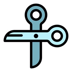 Silk scissors icon. Outline silk scissors vector icon color flat isolated
