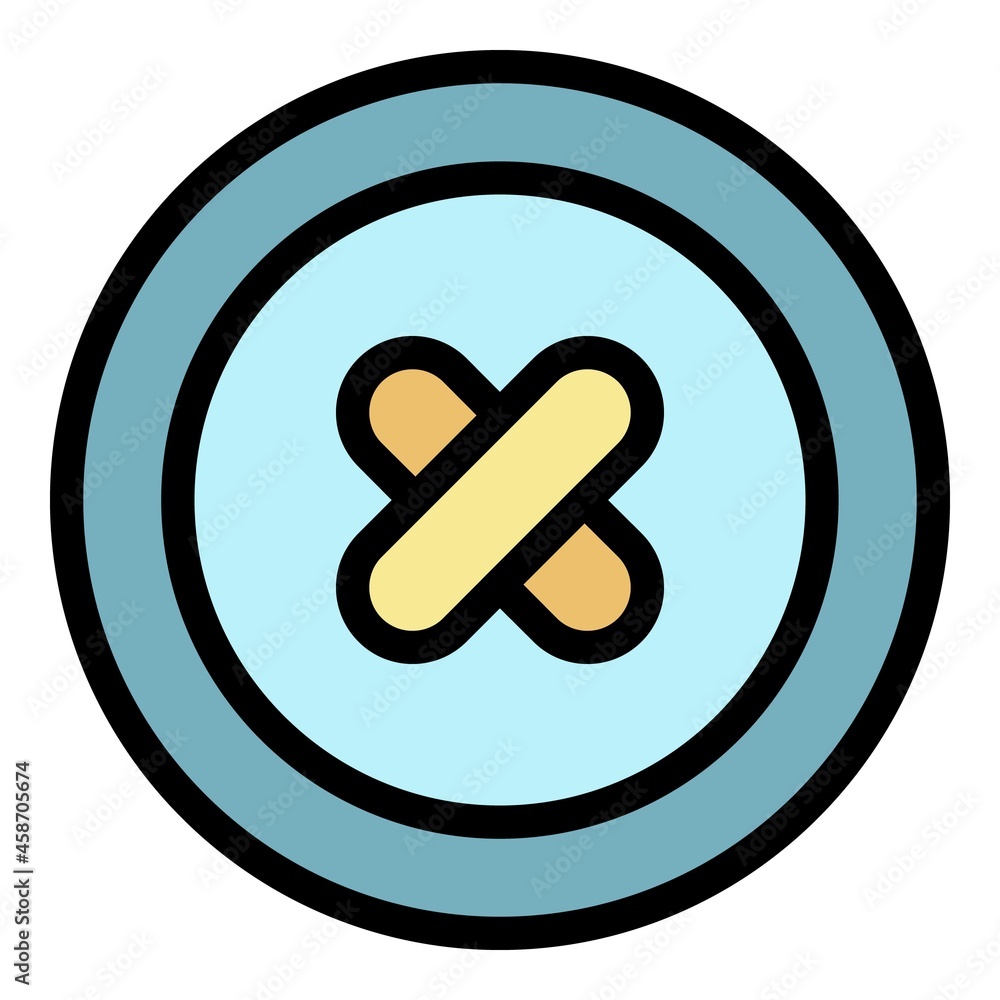Poster button sewn icon. outline button sewn vector icon color flat isolated