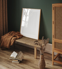 Mock up frame in cozy interior background, 3d render © artjafara