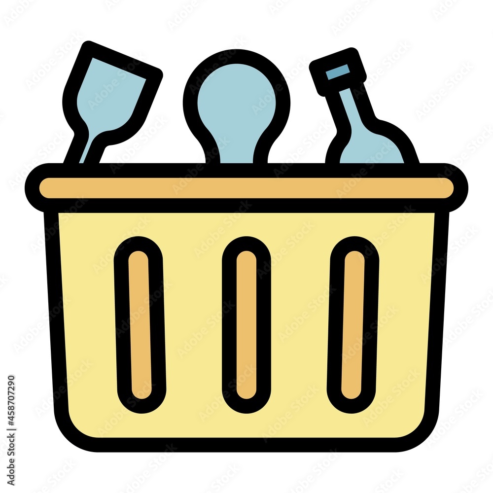 Poster container for waste plastic icon. outline container for waste plastic vector icon color flat isolate
