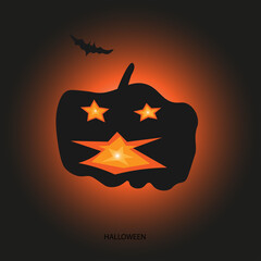 Halloween, pumpkin and bat as a symbol