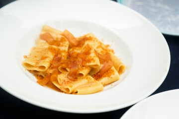 Traditional Italian pasta with bottarga