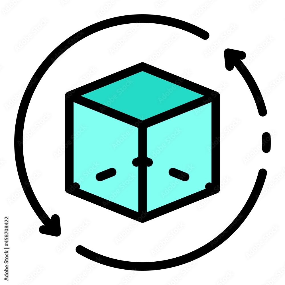 Poster cube vr icon. outline cube vr vector icon color flat isolated