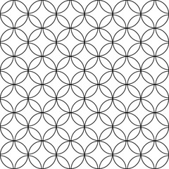 Naklejka premium White and black circle pattern line, seamless background. The seamless geometric pattern of circles. Wrapping paper.