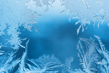Abstract frosty pattern on glass, background texture