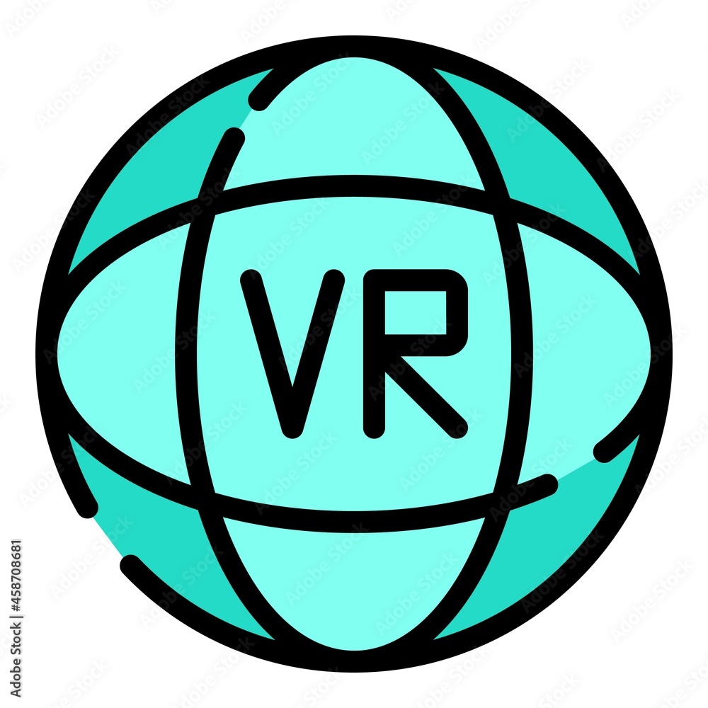 Poster Vr simulation icon. Outline vr simulation vector icon color flat isolated