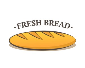 Bread, loaf, baguette, loaf of white bread. Vector illustration of fresh baked goods. Logo with bread.